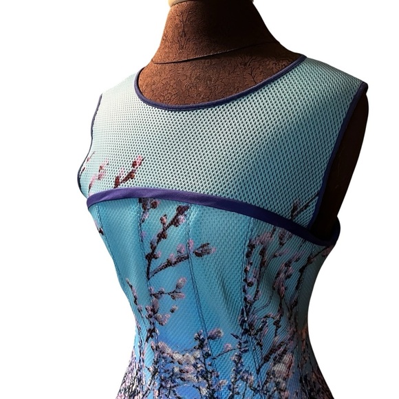 Derhy Fit And Flare Mesh Tulle Lined Dress Medium French - Picture 3 of 10